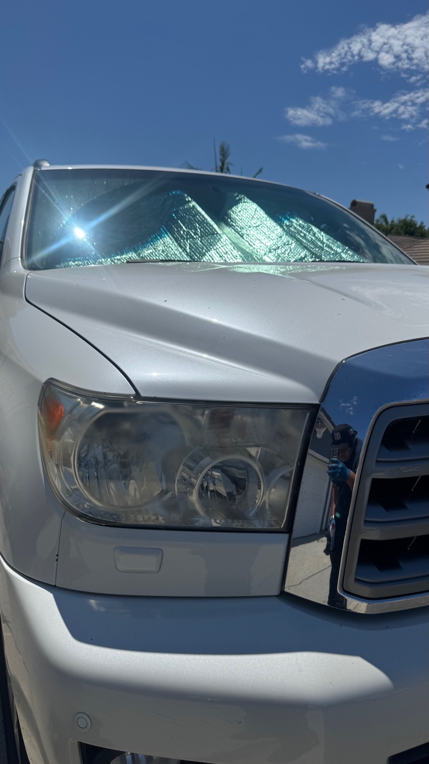 Truck headlight before restoration